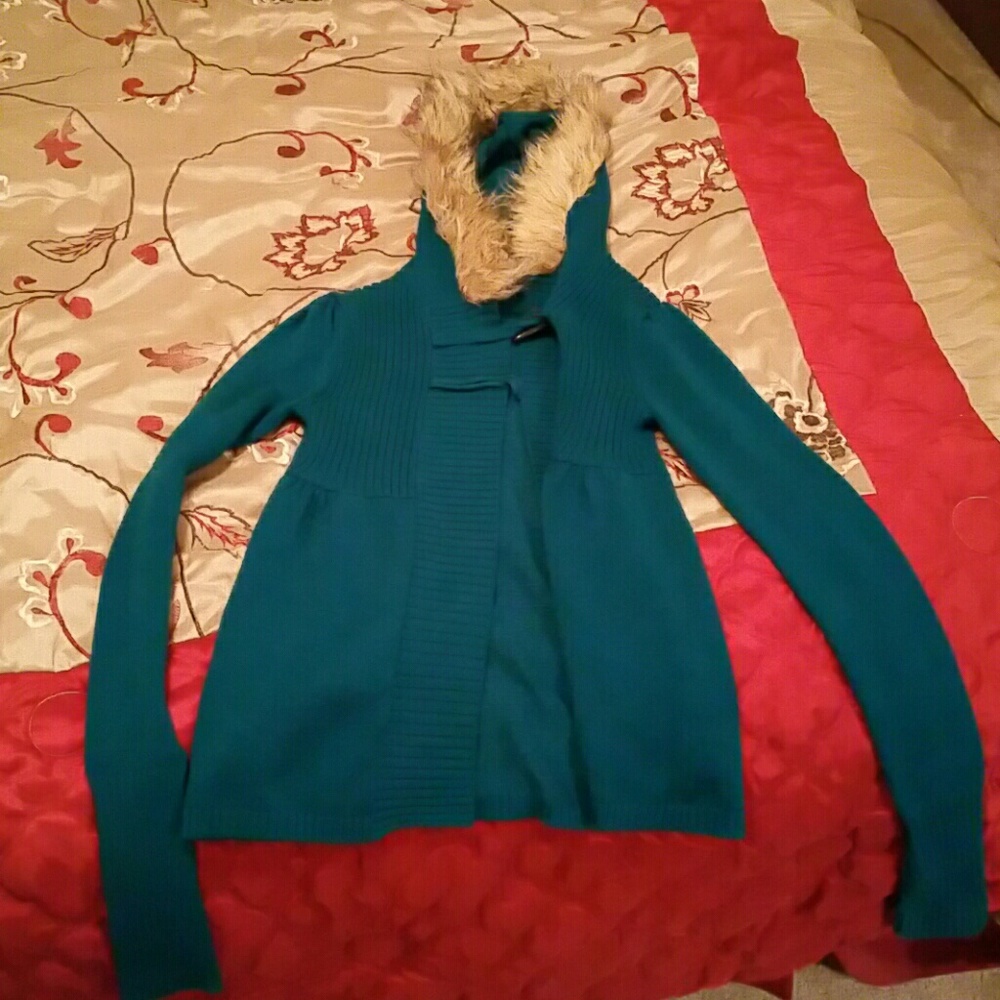Blue Hooded Cardigan